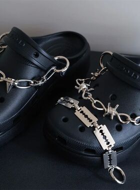1Pcs Croc Shoes Charms Metal Gold Silver Bling Black Chain S