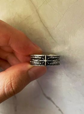 Retro Stary Night Art Ring For Men Silver Color Punk Gothic