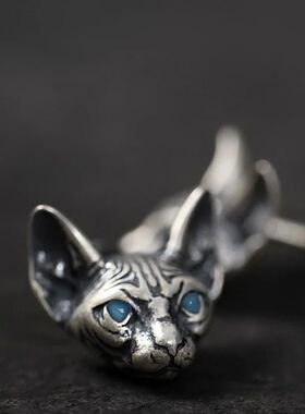 Dark Gothic Earrings Sphinx Cat Earring For Women Men Silver