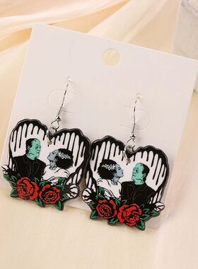 1Pair  Pastel Goth Halloween Drop Earring Two Side Print Acr
