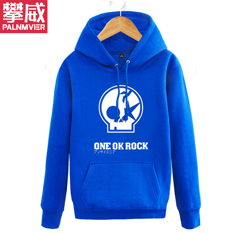 嘻哈摇滚音乐周边衣服 乐队one ok rock 套头连帽卫衣外套加绒男