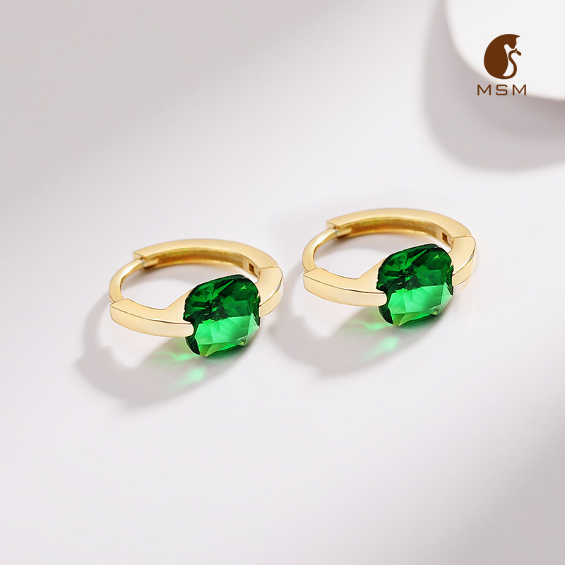 陌上猫祖母绿耳钉纯银耳圈新中式耳环轻奢高级感耳饰2024新款爆款,淘宝优惠券,粉丝福利购,淘宝优惠卷