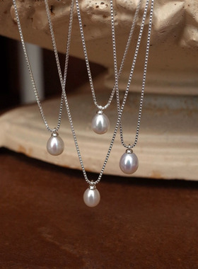 s925银淡水小米珍珠吊坠项链女