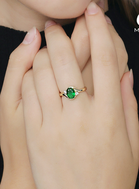 陌上猫祖母绿锆石纯银女ins欧美