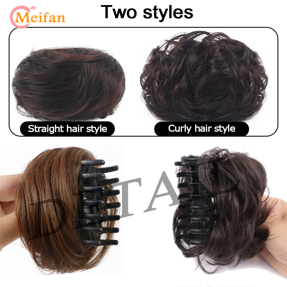 MEIFAN Synthetic Claw Chignon Hair Bow Little Hair Bun Donut - 图3