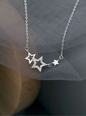 New 925 Silver Inlaid Zircon Star Necklaces for Women Sweet