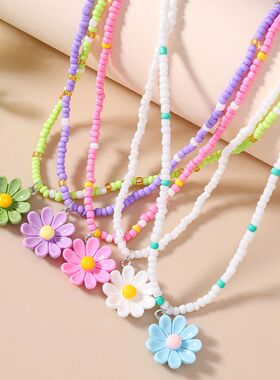 5pcs/set Bohemia Handmade Beaded Necklaces for Women Girls C