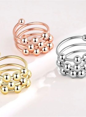 2024 Fashion Beads Anxiety Ring Fidget Spinner Rings Korea C