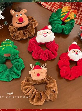 Year Christmas Hair Ring Children Barrettes Bow Deer Santa C
