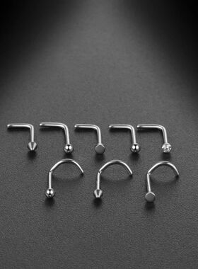 18G/20G Titanium Nose Stud Nostril Piercing Women L Shape Se
