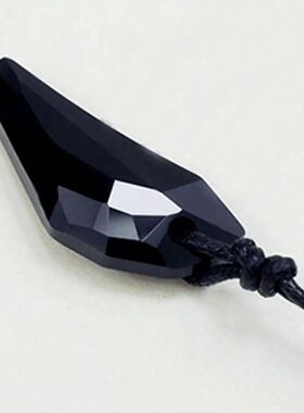 Shiny Black Sapphire Austrian Crystal 18K Plated Wolf Tooth