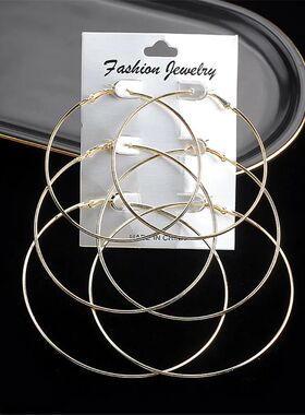 3pair/set Punk Hoop Earrings Set Big Circle Earrings Jewelry
