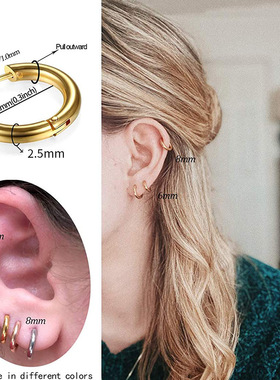 New Simple Stainless Steel Small Hoop Earrings for Women Men