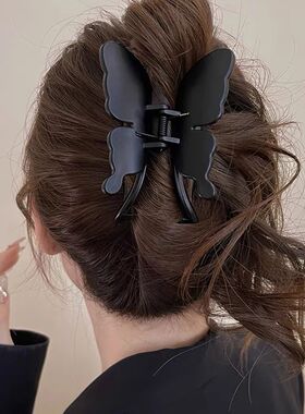 Glossy Butterfly Hair Claw Women Ponytail Shark Clip Tempera