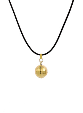 Leather Cord Gilded Globe Bead Pendant Women Collarbone Neck