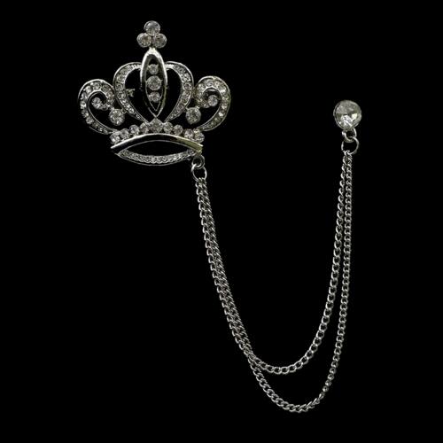 Golden Men Women Tassel Chain Lapel Pin Brooch Wings Crown S - 图2