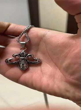 Vintage Cross Pendant Necklace Unisex Versatile Simple Long