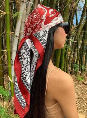 New Brand Print Headband Scarf Women90*90cm Silk Satin Banda
