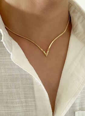 SalirconSimple Flat Snake Clavicle Chain Necklace Men Creati