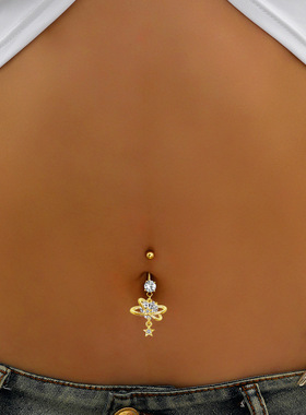 Love Zircon Navel Ring Navel Nail Stainless Steel Body Pierc
