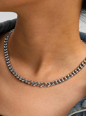 Punk Paperclip Chain Choker Necklace Women Temperament Gold