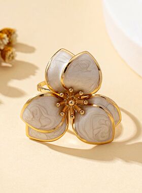 A Women's Open Ring with Flowers in Various Colors to Choose
