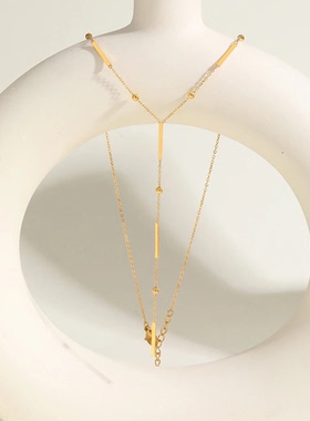 Beaded Long Chain Y Shape Necklace For Women, Minimalist Dro
