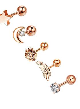 5PCS Star Tragus Stud Earring Set Heart Small Stud Set Lobe