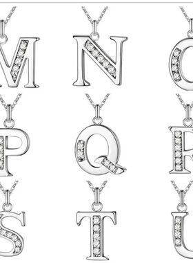 New Fashion 26 Letter A-Z Silver Plated Necklace   Color Jew