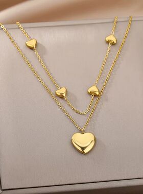 316L Stainless Steel Multilayer Heart Necklace For Women Gir