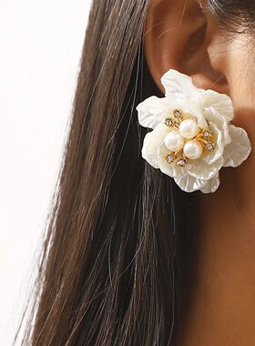 Elegant Camellia Flower Necklace Choker Imitation Pearl Coll