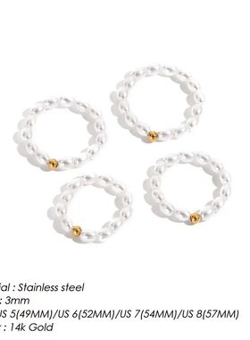 eManco Delicate Minimalist Imitation Pearl Ring Gold Color B