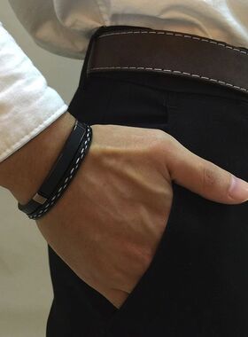 Unique Sew Lines Genuine Leather Bracelets for Men Women Sta