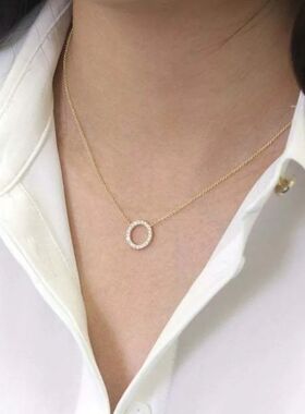 Fashion nd Elegant Jewelry Simple Crystal Circle Pendant Nec