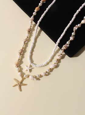 2PCS Bohemian-style beach resort style shell starfish rice b