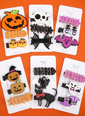 3PCS Halloween Hair Clips Pumpkin Devil Hairp Girls Star Hai