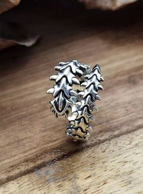 Vintage Gothic Keel Spine Rings For Women Men Antique Silver