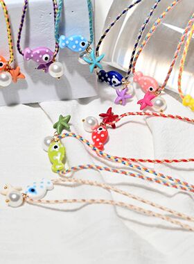 Colorful Bohemian Ceramic Fish Pendant Necklace for Women Ad
