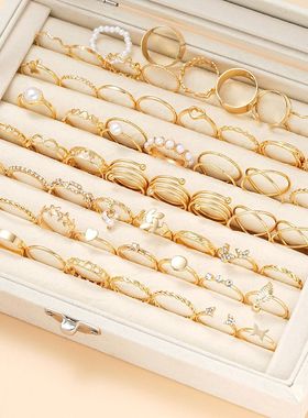 58PCS Vintage Heart Snake Butterfly Rings Set for WomenMetal