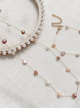 Irregular Pearl Charm Natural Freshwater Pearl Choker Neckla
