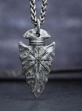 Vintage Viking Pirate Spear Rune Pendant Necklace Party Punk