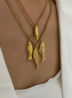 Peri'sbox ndy 4 Designs Stainless Steel 18K Gold Plated Fish