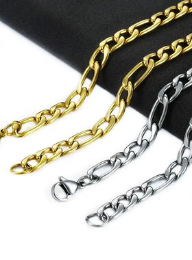 Basic Stainless Steel Link Figaro Chain Long Necklace for Me