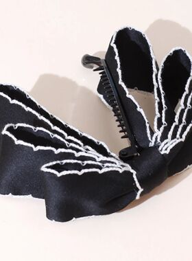 Lystrfac  Solid Color Fashion Fabric Bow Banana Hair Clips H