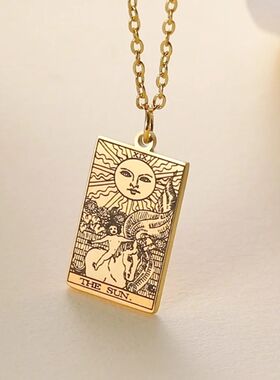 Dawapara Tarot Cards Necklace Women Stainless Steel Necklace
