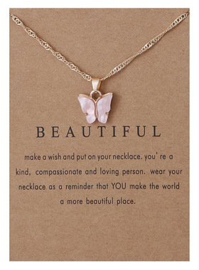 Acrylic Butterfly Pendant Necklace Clavicle Chain Jewelry