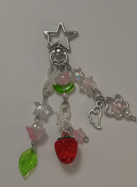 Cute strawberry bow keychain y2k coquettish fairytale lily o