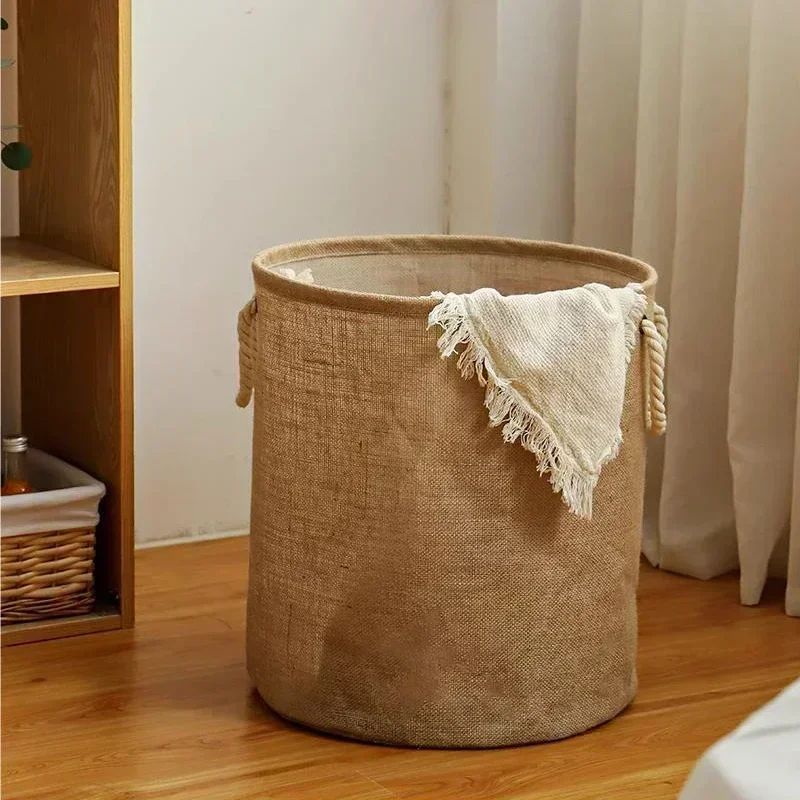 Foldable Laundry Basket Cotton Linen Clothes Toy Storage Bas - 图1