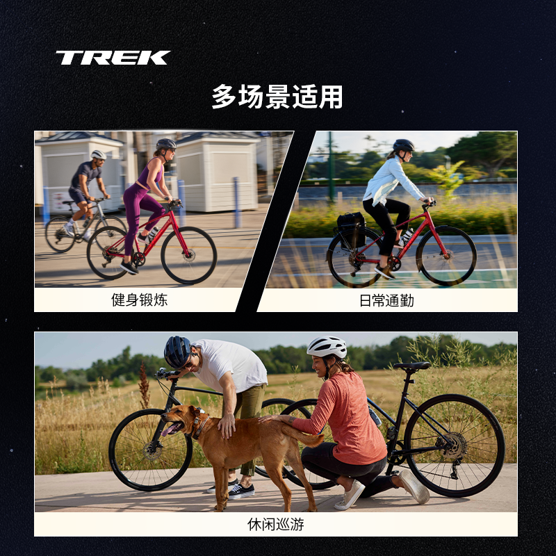 TREK崔克FX 3碳纤维前叉液压碟刹通勤健身多功能平把公路自行车