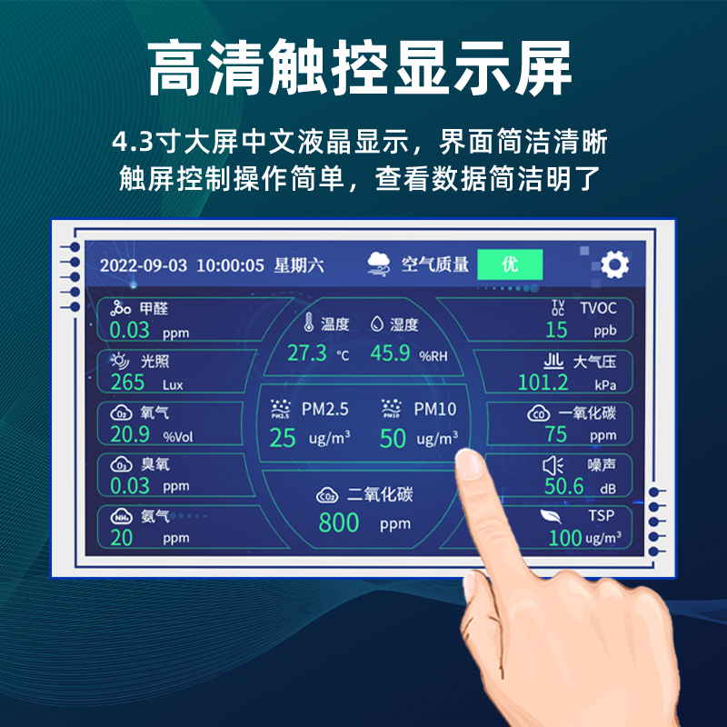 室内空气质量检测仪温湿二氧化碳甲醛有毒有害气体空气质量传感器 - 图0
